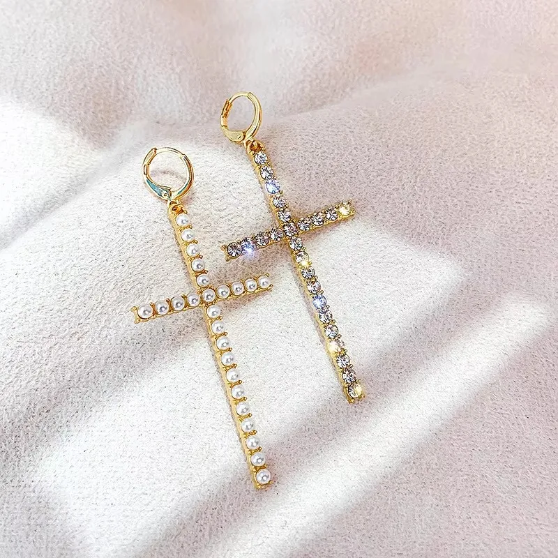 Orecchini A Croce Punk Argento – Goccia Croce Gotica Vuota, Gioielli Religiosi Per Donne E Ragazze, Regalo Festività, Design Elegante E Retrò