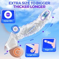 HESEKS Penis Sleeve Extensions Kondom Männliche Vergrößerung Verzögerung Vibratoren Cock Ring Vibrierende Penis Extender Abdeckung Sex Spielzeug für Männer 3