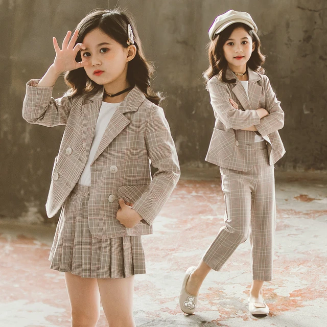 Girls Wedding Suit Baby Blazer Kids Clothing Girls Formal Pant Suits for  Teenagers 2pcs Children Clothing