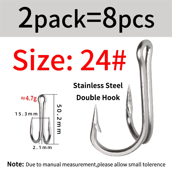 ELLLLV #28-#20 Sea Fishing Double Hook Heavy-duty Stainless Steel