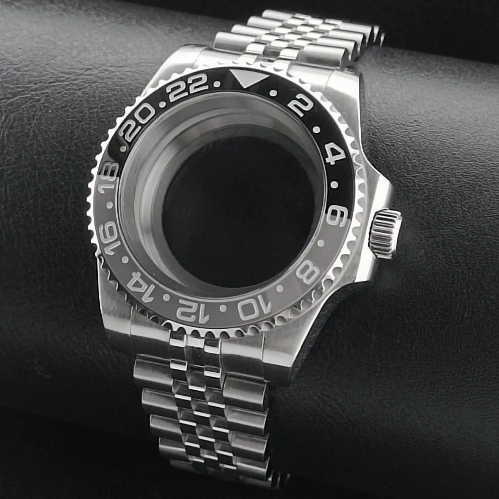 Premium GMT Watch Case with Bidirectional Sapphire Bezel and Slide Buck, 40MM, 5Bar Water Resistance