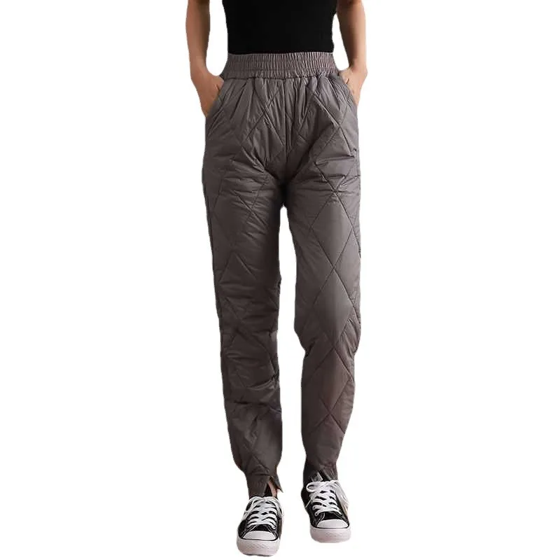 

Wearing Autumn and Winter New High Waisted Oversized and Loose Fitting Casual Warm Down Cotton Pants