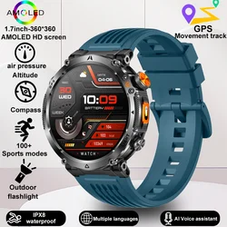 Advanced Waterproof GPS Sports Smart Watch with Compass and LED Flashlight (Blue silicone band)