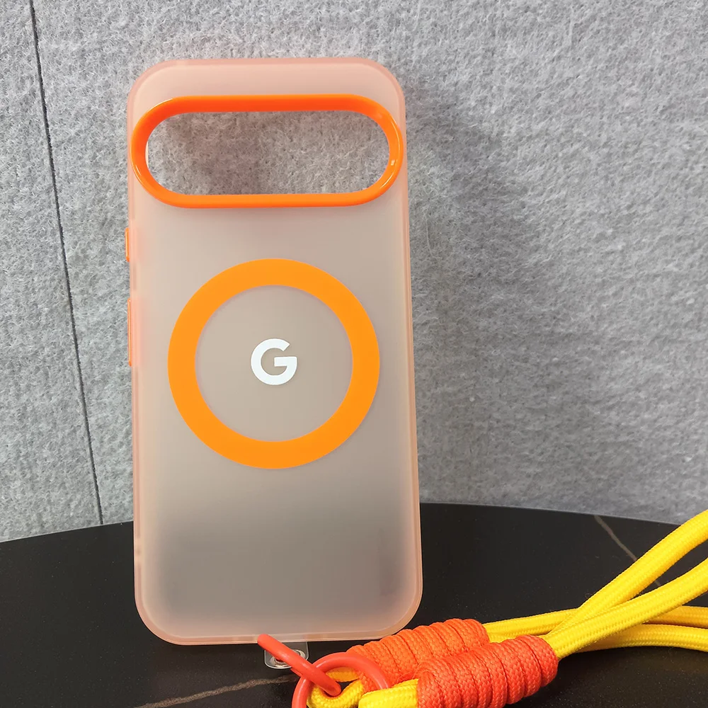 Matte Candy Colored Magnetic Wrist Lanyard Phone Case with Translucent PC Cover
