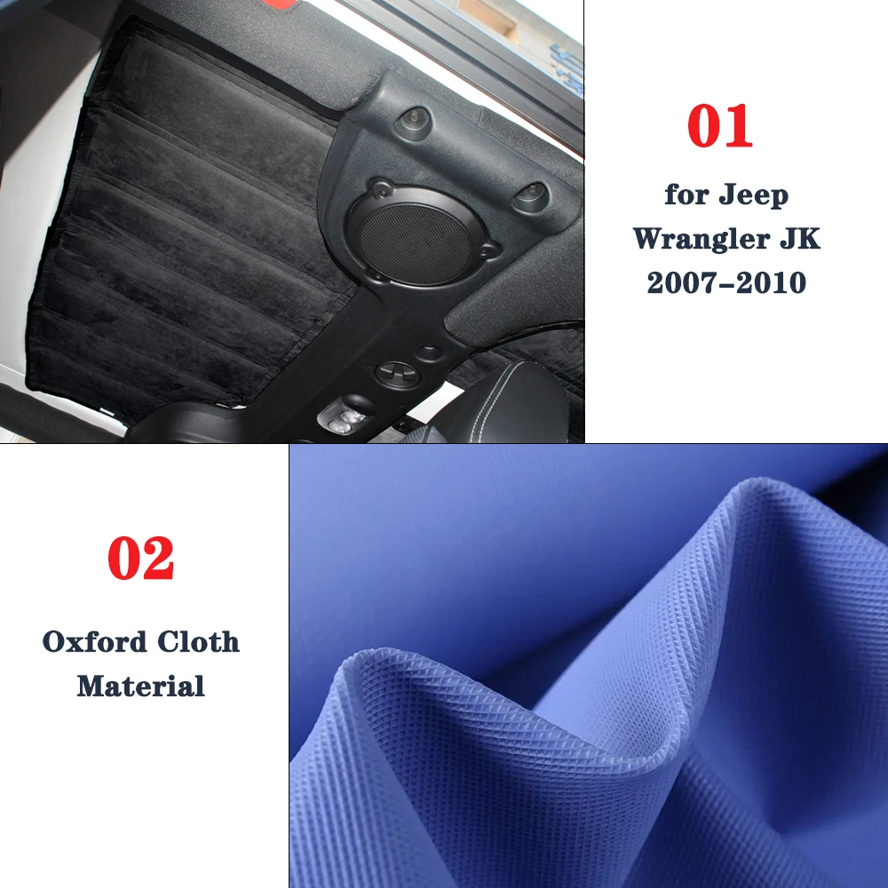 Roof Heat Insulation Cover Pad Rear Window Cotton Mat for Jeep Wrangler JK 2007 2008 2009 2010 4-Door Car Interior Accessories