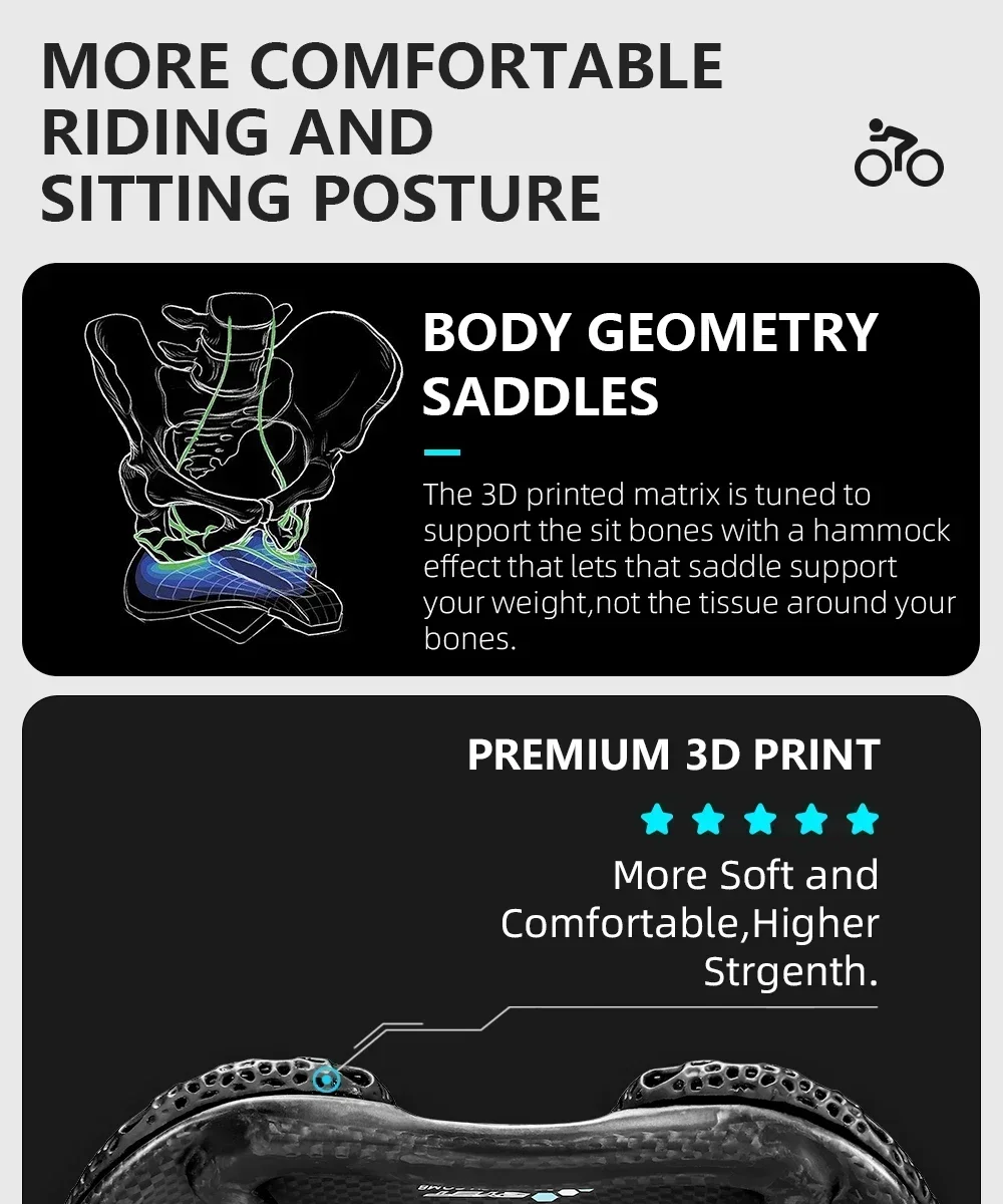 RYET Carbon-Fahrradsattel, 135 g, 240 x 145 mm, 3D-gedruckt/EVA-gepolstert, für Rennrad, MTB, Kies, Radfahren, Komfort, Performance-Sitz – Detail 8