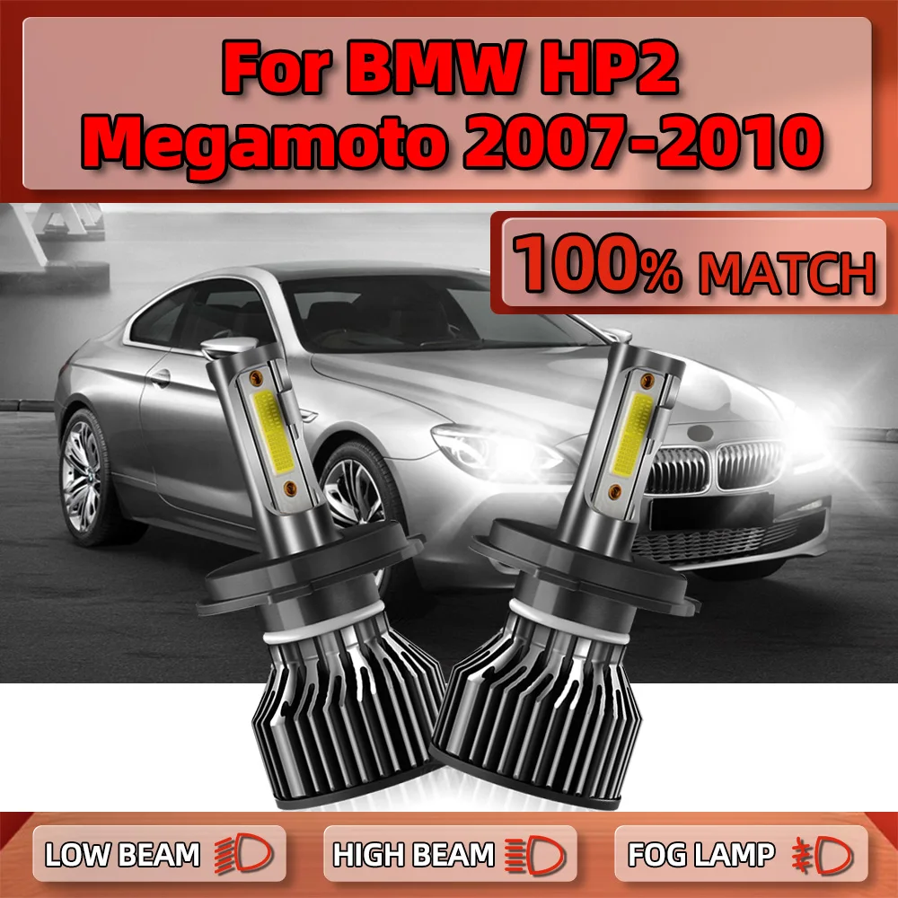 

2PCS H4 LED Headlight Bulbs Canbus 120W 20000LM Turbo Auto Headlamps 12V 6000K White For BMW HP2 Megamoto 2007 2008 2009 2010