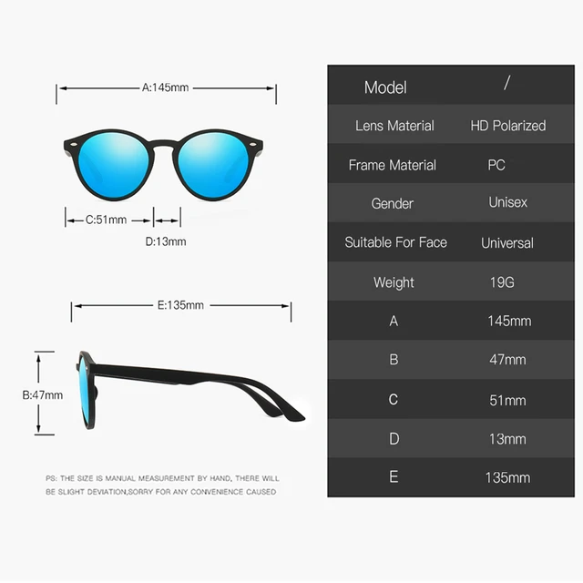 Gafas de sol polarizadas redondas para hombre y mujer, lentes de sol redondas a la moda, clásicas, Vintage, negras, para conducir, circulares, ovales, de diseñador Retro, UV400 - Imagen 4