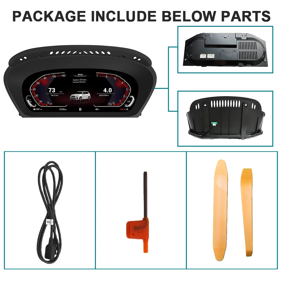 Pantalla Digital Inalámbrica Carplay Android Auto de 12.3'' para BMW X3 F25 X4 F26 X5 E70 F15 X6 E71 F16 CIC CCC NBT EVO, Panel LCD, Velocímetro, Instrumento Virtual, Bluetooth 6