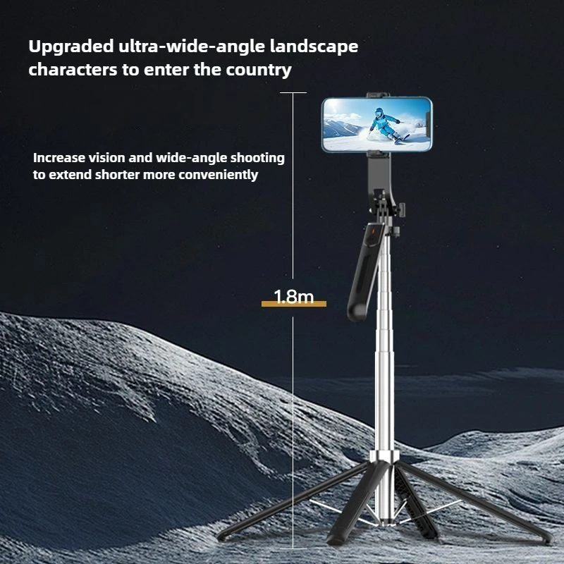1.8m Selfie Stick Tripod Quadripod with Remote Phone Stand Compatible with IPhone Android Phone,Camera