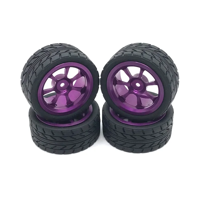 

65 мм, металлический обод + резиновые шины с высоким захватом для Wltoys 144001 A959 A959-B 124019 124018, детали для радиоуправляемых автомобилей, фиолетовый