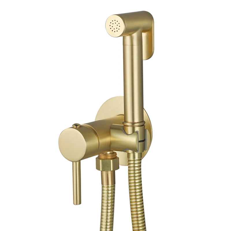 

Brushed Gold Portable Bidet Sprayer Toilet Bidet Faucet Black Hot Cold Water Bathroom Mixer Shattaf Valve Jet Set shower enema