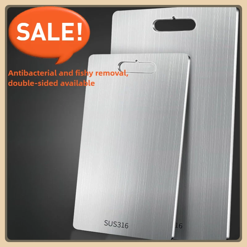 Commercial Grade 316 Stainless Steel Cutting Board Reversible 2-in-1 Antibacterial Non-Slip Kitchen Chopping Board for Food Prep