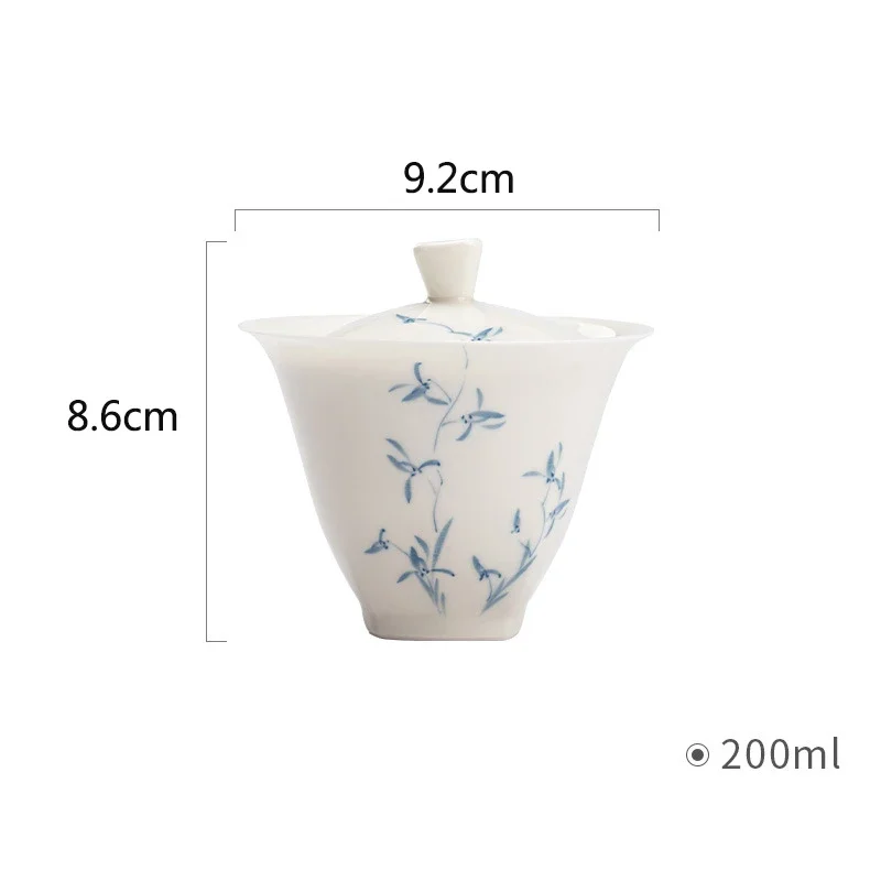 Tea Set Porcelain Hand-painted Orchid Gaiwan Cover Bowl Ceramic