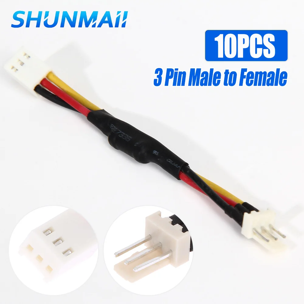 10 Pack 3 Pin Fan Speed Noise Reduction Cables
