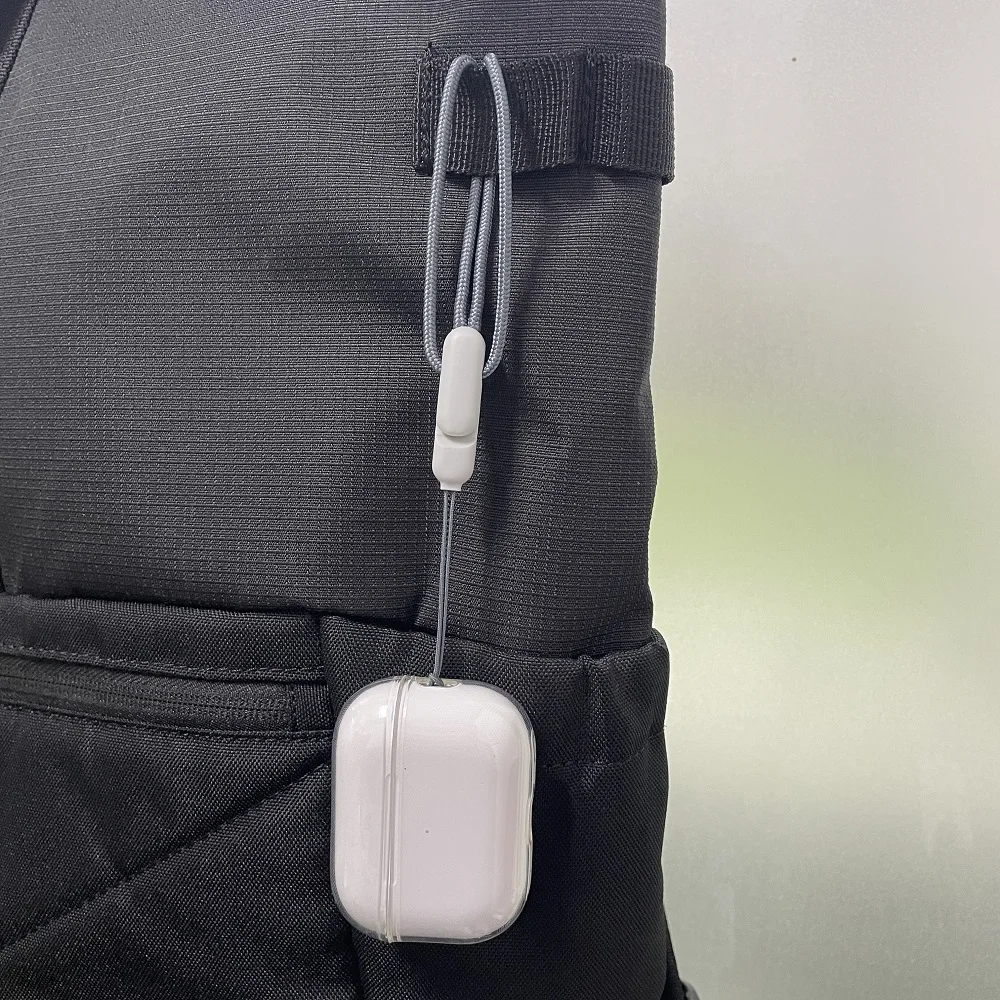 Transparent Soft TPU Airpods Pro 2 Earphone Case with Lanyard Strap