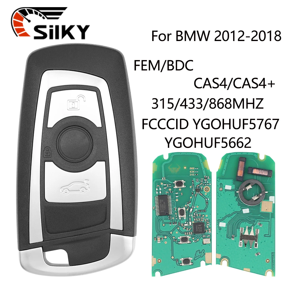 SilKY 3 Buttons Remote Key Fob For BMW 5 7 F Series FEM / BDC,CAS4,CAS4+ 2012- YGOHUF5662/YGOHUF5767 315/433/868Mhz New