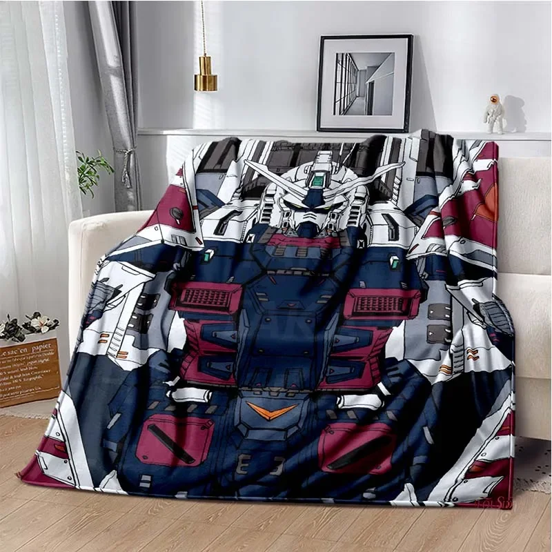 Bandai Gundam Cartoon Anime Throws Blanket Kids Super Soft Blankt for Travel Couch Sofa Picnic Bed Flannel Blanket Birthday Gift