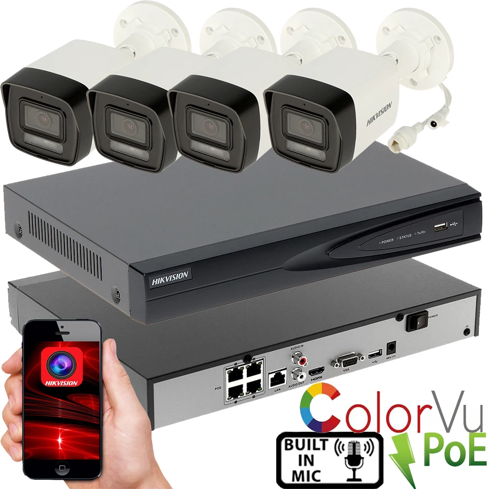 متعدد اللغات Hikvision DS-7604NI-Q1/4P DS-2CD1043G...