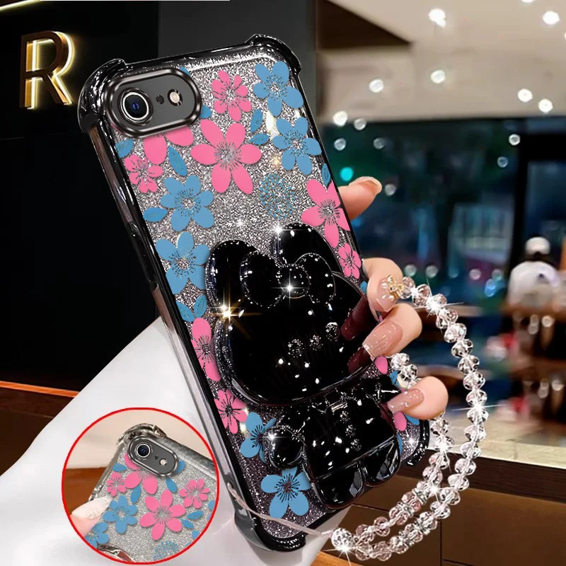 Vibrant Floral Phone Case Set with Lanyard & Stand – 3 Piece Bundle