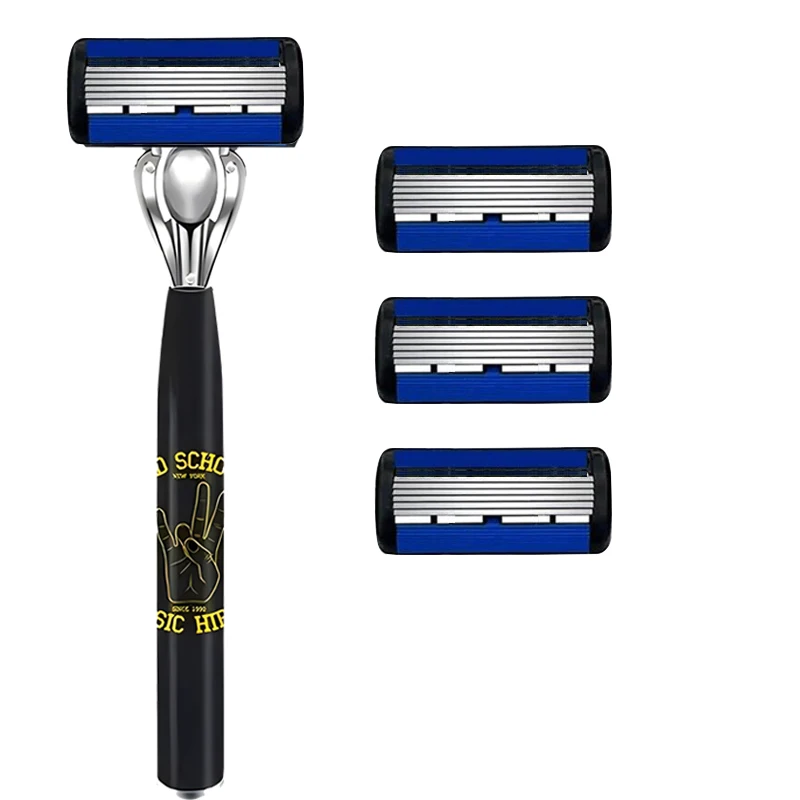 1 Kolu + 18 Bıçak/Erkek Kadın Manuel Emniyetli Jilet 6 Katmanlı Paslanmaz Çelik Epilasyon Tıraş Değiştirilebilir Tıraş Makinesi Kafası