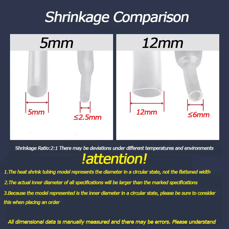 1 Meter Clear Dia 2 3 4 5 6 7 8 9 10 12 14 16 20 25 30 40 50 60 mm Heat Shrink Tube 2:1 Polyolefin Thermal Cable Sleeve Insulate - Image 6