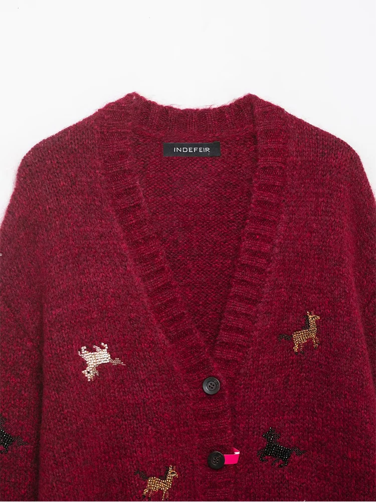 Casual Chic Women Cardigan Sweater V-Neck Long Sleeve Knitted Cardigans Fashion 2025 New Autumn Winter Sweaters Coat ﻿