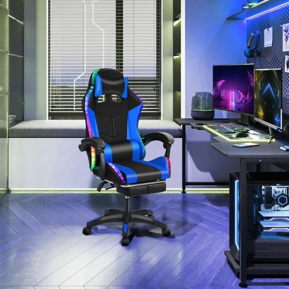 1Pc Gaming Chair with Bluetooth-compatible Speakers, Ergonomic Massage Computer Chair with Height Adjustable, Video Game Chair 2
