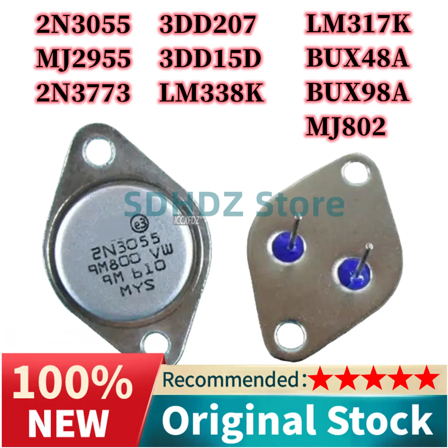 5 Pz/Lotto 2 N3055 Mj2955 2 N3773 3 Dd207 3 Dd15D Lm338K Lm317K Bux48A Bux98A Mj802 To-3 Transistor Di Potenza In Magazzino