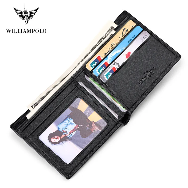 WILLIAMPOLO 100% Genuine Leather Wallet Men Crocodile Pattern Men Card Holder Wallet Real Cowhide Wallets For Man 4