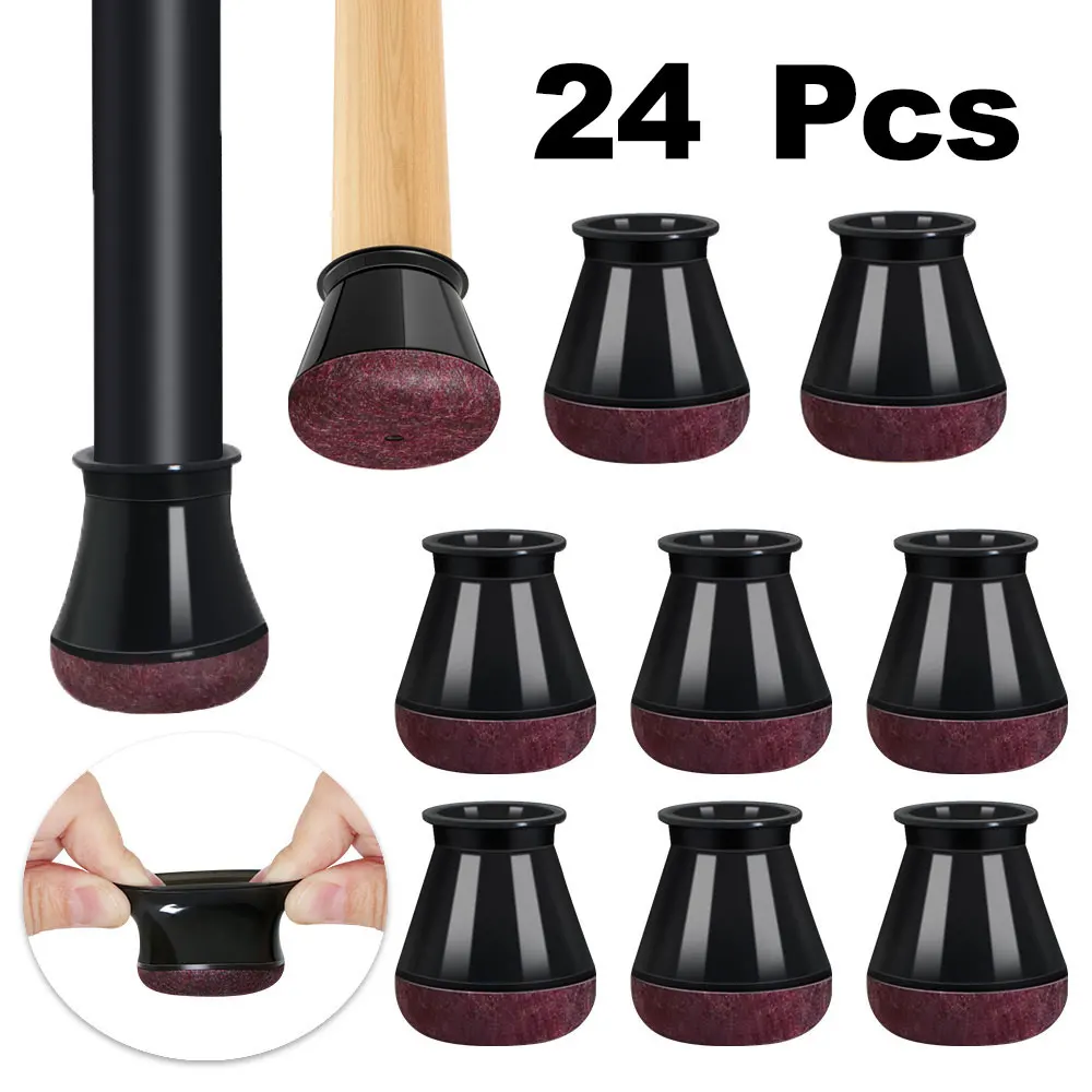 24Pcs 작은 의자 다리 바닥 보호대 나무 바닥용 의자 다리 보호대 펠트 실리콘..