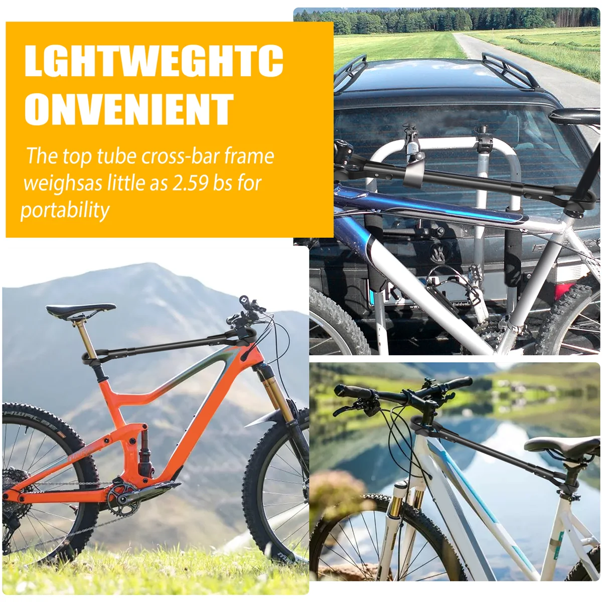 Top Tube Cross Bar Bike Capacity 30Kg/66Lbs Bike Bicycle Top Tube