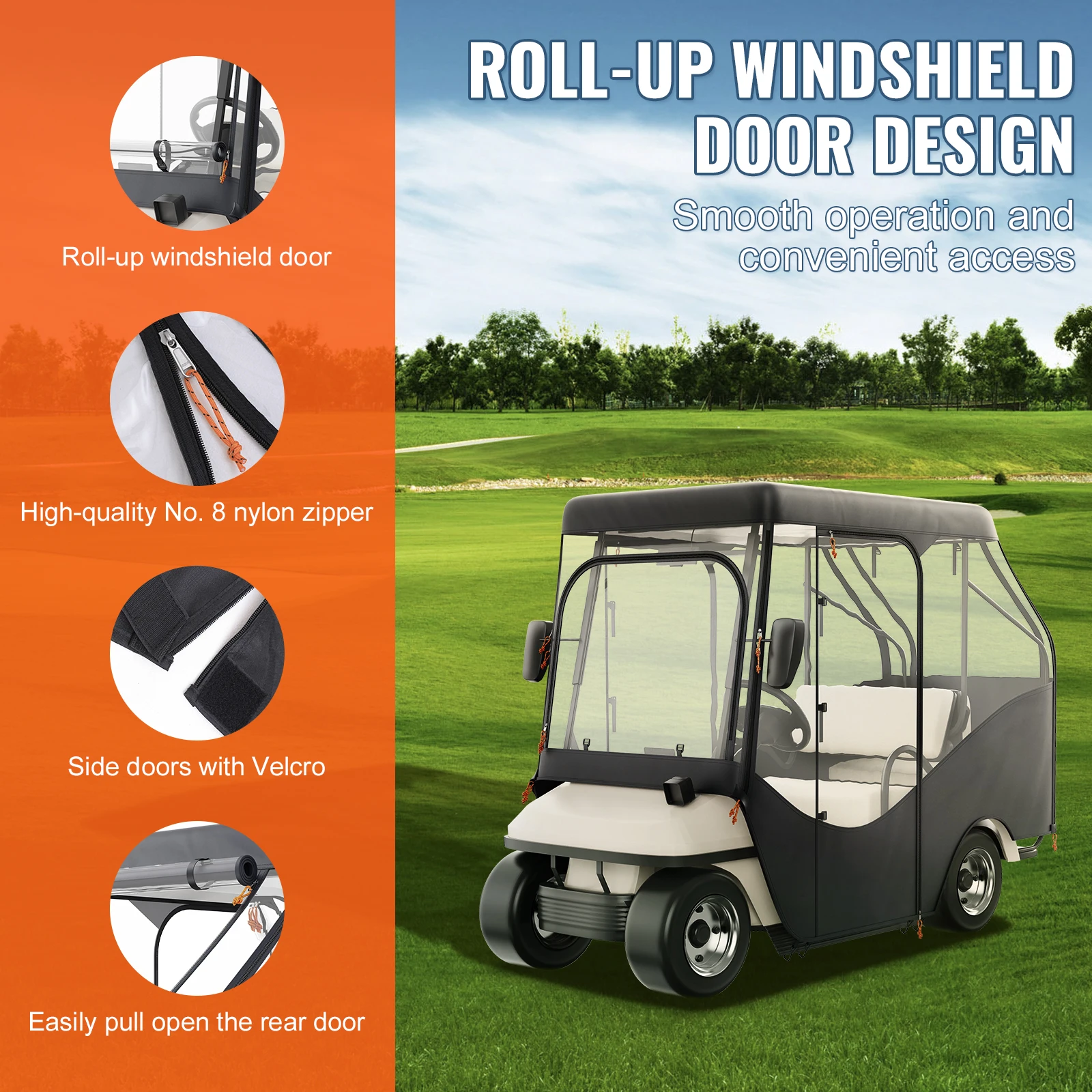 Waterproof Polyester Golf Cart Enclosure with Transparent Windows
