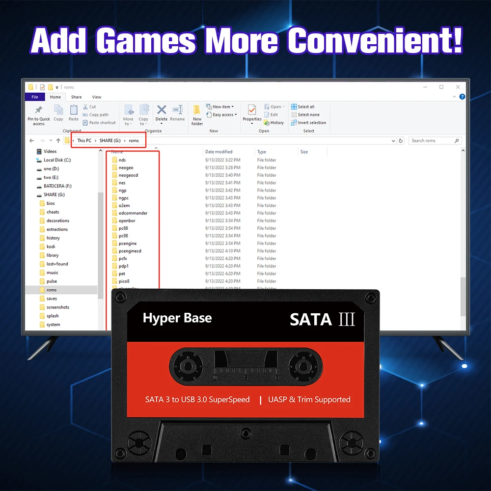 Batocera 게임용 HDD 내장 52000 개 이상의 게임, 게임큐브, NES, SNES, DC, PSP, PS1, N64, MAME 레트로 게임 콘솔, Windows PC, Laplop