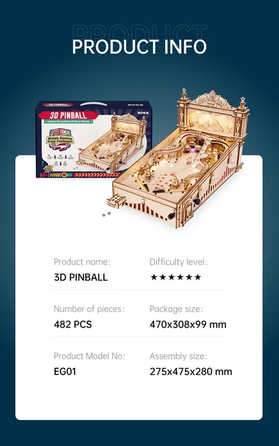 ROKR 3D Pinball Machine 3D Wooden Puzzle – Sparetime