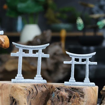 Torii Gate Japanese Aquarium Decor Miniature Ornament Garden Shrine Shinto Landscape Sandstone Micro Decoration Simulation 1