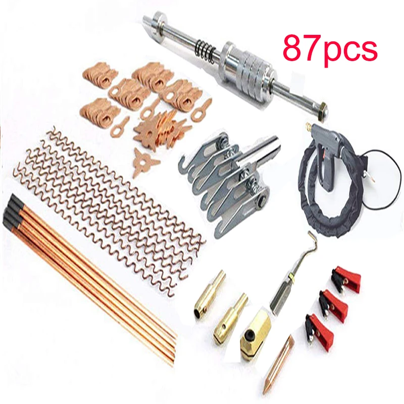 

87pcs Car Body Dent Puller Welder Gun With Cord Kit Stud Welding Slide Hammer Mini Welding Machine Tool Repair Device
