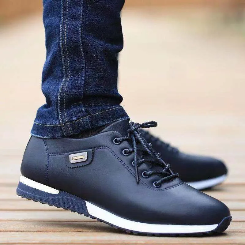 New Men Classic Casual Shoes Business Career Leather Sneakers Male Flat Shoe Outdoor Lightweight Sotf Bottom Walking Shoe Hombre 1