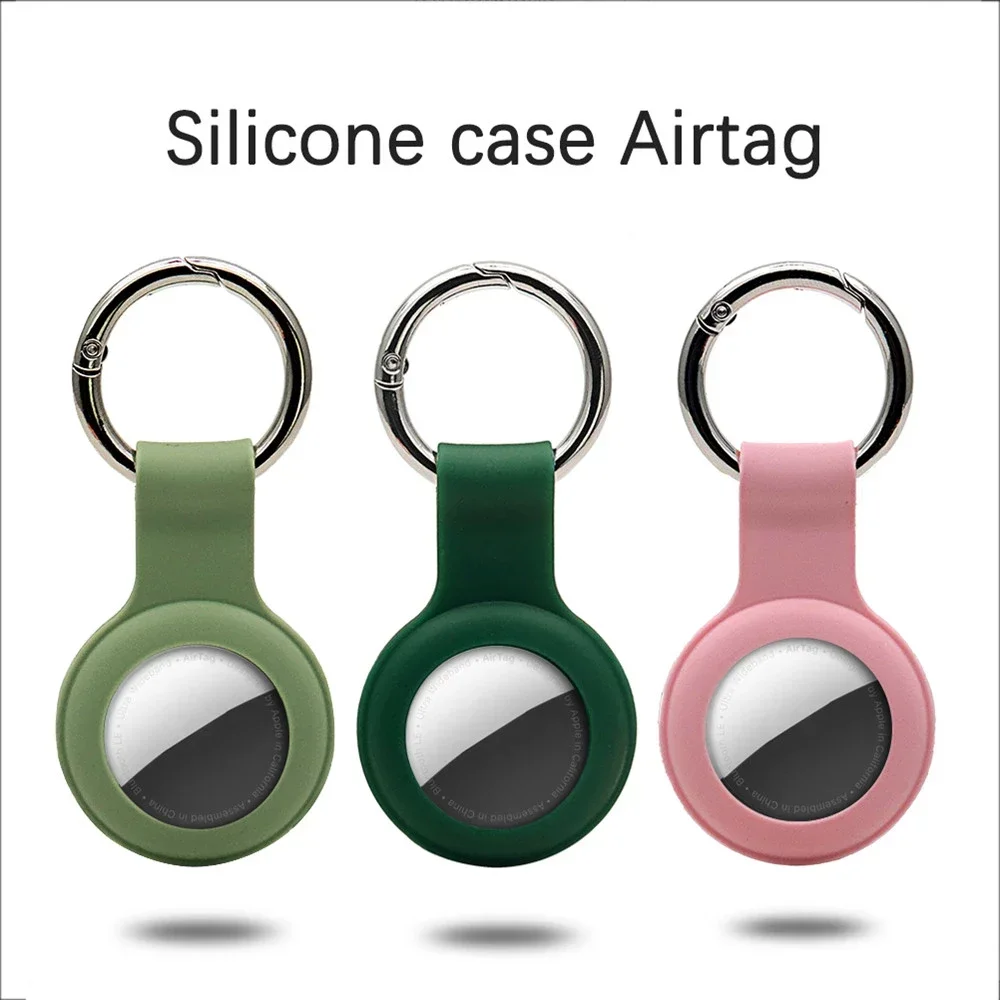 Silicone Airtag Case Cover for Apple Airtags Liquid Silicone Protective Shell Tracker Accessories Anti-scratch Sleeve Keychain