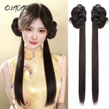 Coda di Cavallo Sintetica Nuova in Stile Cinese con Clip a Artiglio, Chignon Disordinato, Coda di Cavallo Lunga e Liscia, Naturale e Voluminosa, Stile Antico Hanfu, Parrucca a Coda di Cavallo
