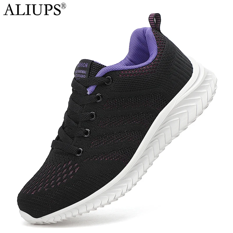 

ALIUPS 2022 Size 35-42 Women Lightweight Black Sneakers Outdoor Sports Breathable Mesh Running Shoes Trainers zapatos deportivos