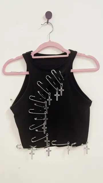 Cropped Safety Pin Racer Back Top 2