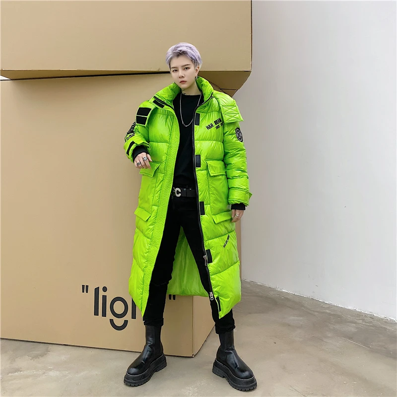 Couple Cotton-Padded Clothes Men 'S Thick Down Cotton Hooded Large Cotton-Padded Jacket Trendy Overknee Long Winter Youth Coat