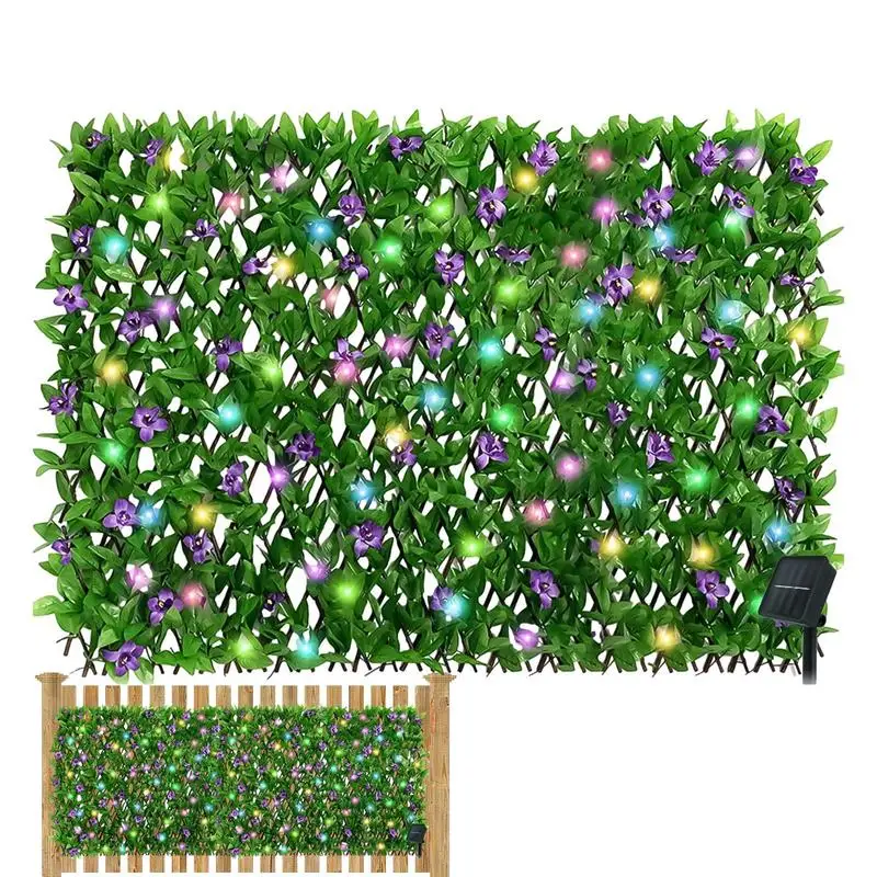 

Artificial Garden Fence Artificial Faux Ivy Privacy Fence Screen Leaf With LED Lights Expanding Fence Privacy Screen Patio Fence