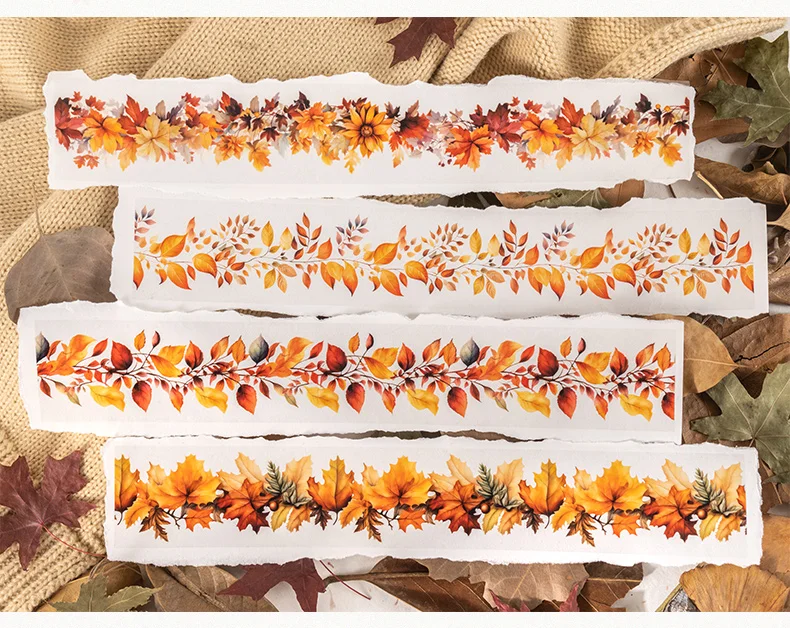 Journal GO 4.5x200cm Transparent PET Autumn Leaves Plant Tape DIY Scrapbooking Photo Album Collage Journaling Masking Tape – Detail 7