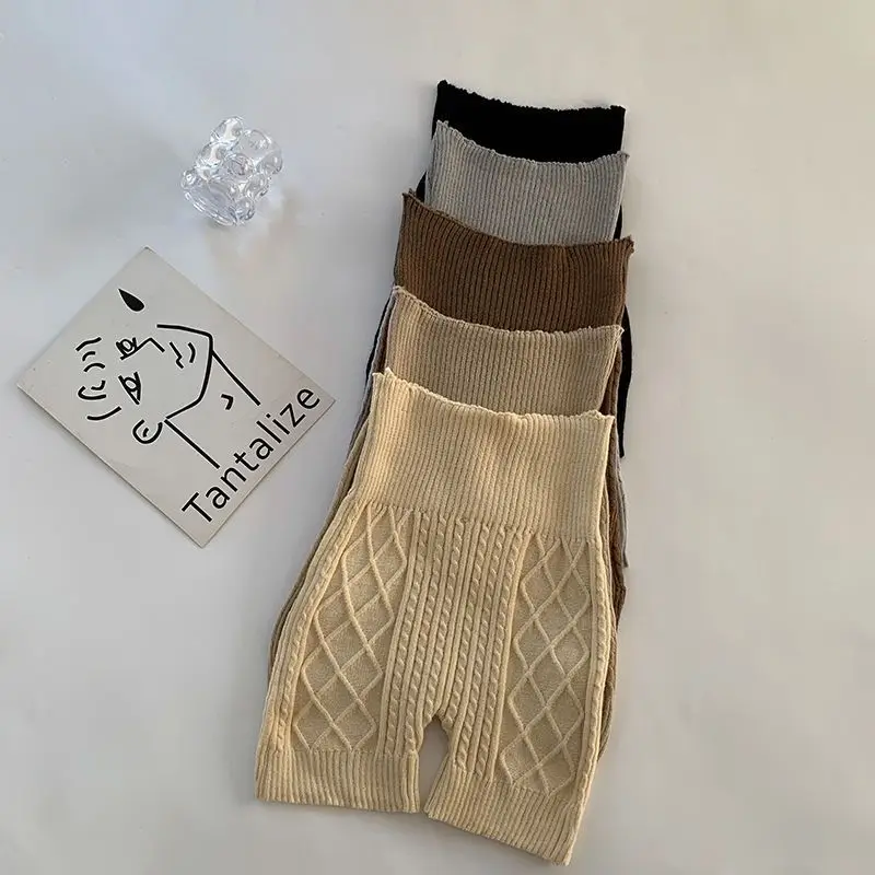Knitted Warm Belly Needle Safety Pants Women\'s Spring 2024 New Inner Build Warm Belly Buttocks Seamless Bottoming Shorts