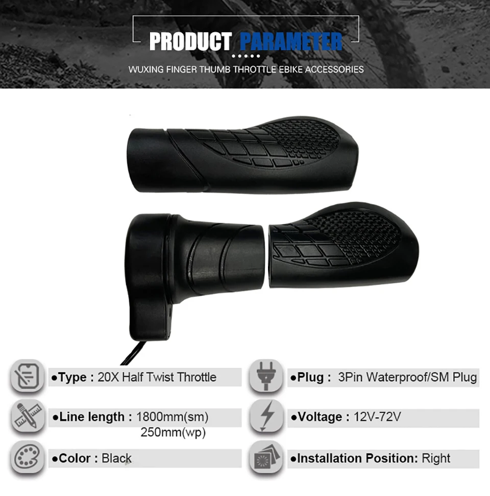 thumbnail image 2 of Throttle Half Twist Gas Handle Electric Bicycle Speed 2 of 11