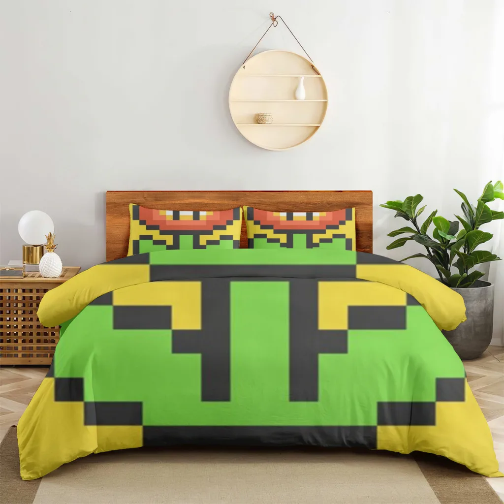 

Cartoon Pixel Game Trend Print three-piece Bedding Fashion Items for kids or adults bed cover pillowcase