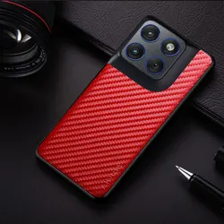 Carbon Fibre Shockproof Slim Non - Slip Full Body Protective Phone Case for Edge 50 Ultra (Red)
