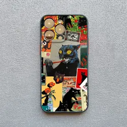 Chic Black Cat Graphic Montage Phone Case Back Cover - iPhone X or XS (Black HMPJ 2)